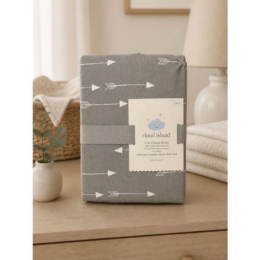 Cloud Island Gray Crib Fitted Sheet